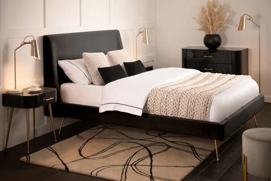 Mason Black Bed - Brushed Gold Legs 3 Mason Black Bed - Brushed Gold Legs