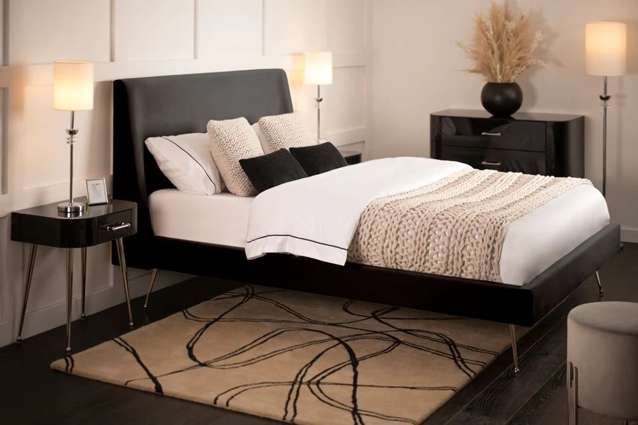 Mason Black Bed - Shiny Silver Legs 3 Mason Black Bed - Shiny Silver Legs