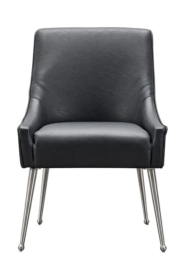 Mason Dining Chair Black Faux Leather - Brushed Silver Legs 6 Mason Dining Chair Black Faux Leather - Brushed Silver Legs - Image 4