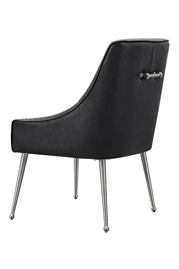 Mason Dining Chair Black Faux Leather - Brushed Silver Legs 3 Mason Dining Chair Black Faux Leather - Brushed Silver Legs
