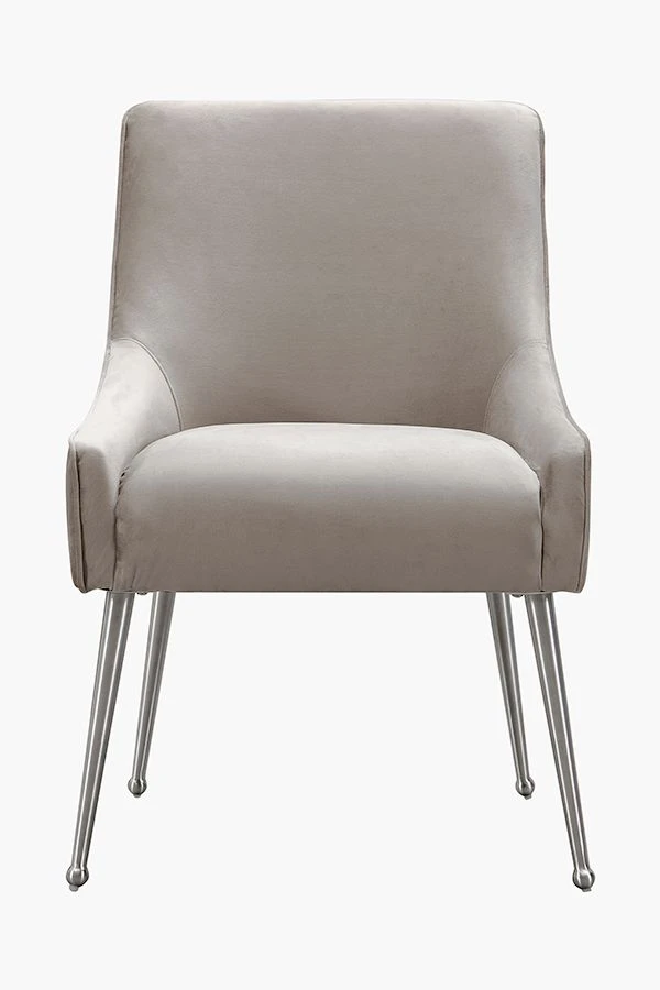 Mason Dining Chair Dove Grey - Shiny Silver Legs 5 Mason Dining Chair Dove Grey - Shiny Silver Legs - Image 3