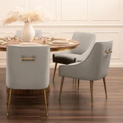 Mason Dining Chair Dove Grey - Brushed Gold Legs 9 Mason Dining Chair Dove Grey - Brushed Gold Legs -Furniture Sale Store mason dove brass web 1