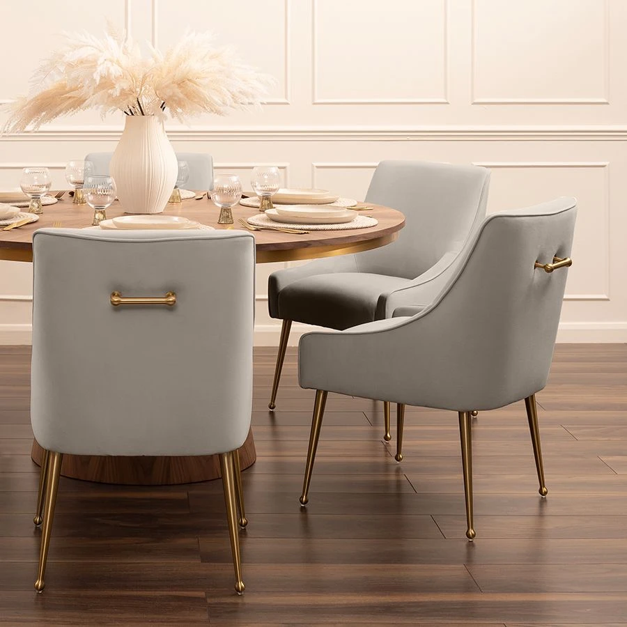 Mason Dining Chair Dove Grey - Brushed Gold Legs 4 Mason Dining Chair Dove Grey - Brushed Gold Legs - Image 2