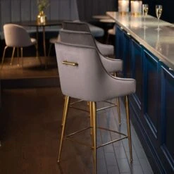 Mason Bar Stool - Dove Grey - Brushed Gold Legs -Furniture Sale Store mason grey barstool back web