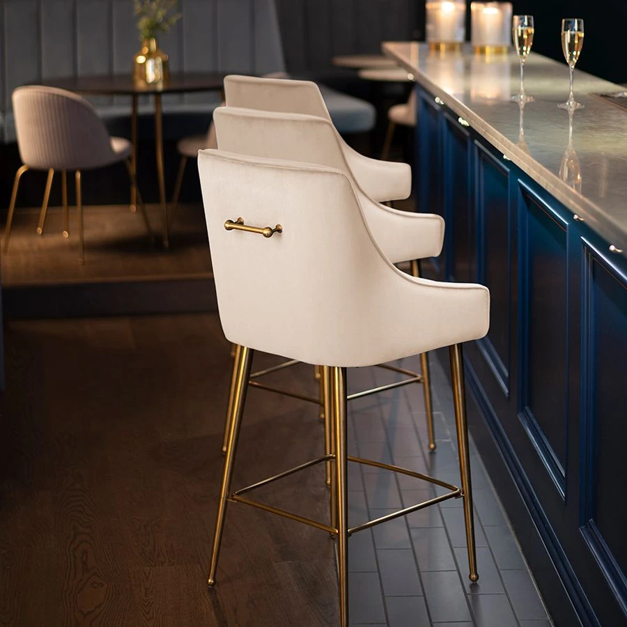 Mason Bar Stool - Chalk - Brushed Gold Legs 5 Mason Bar Stool - Chalk - Brushed Gold Legs - Image 3