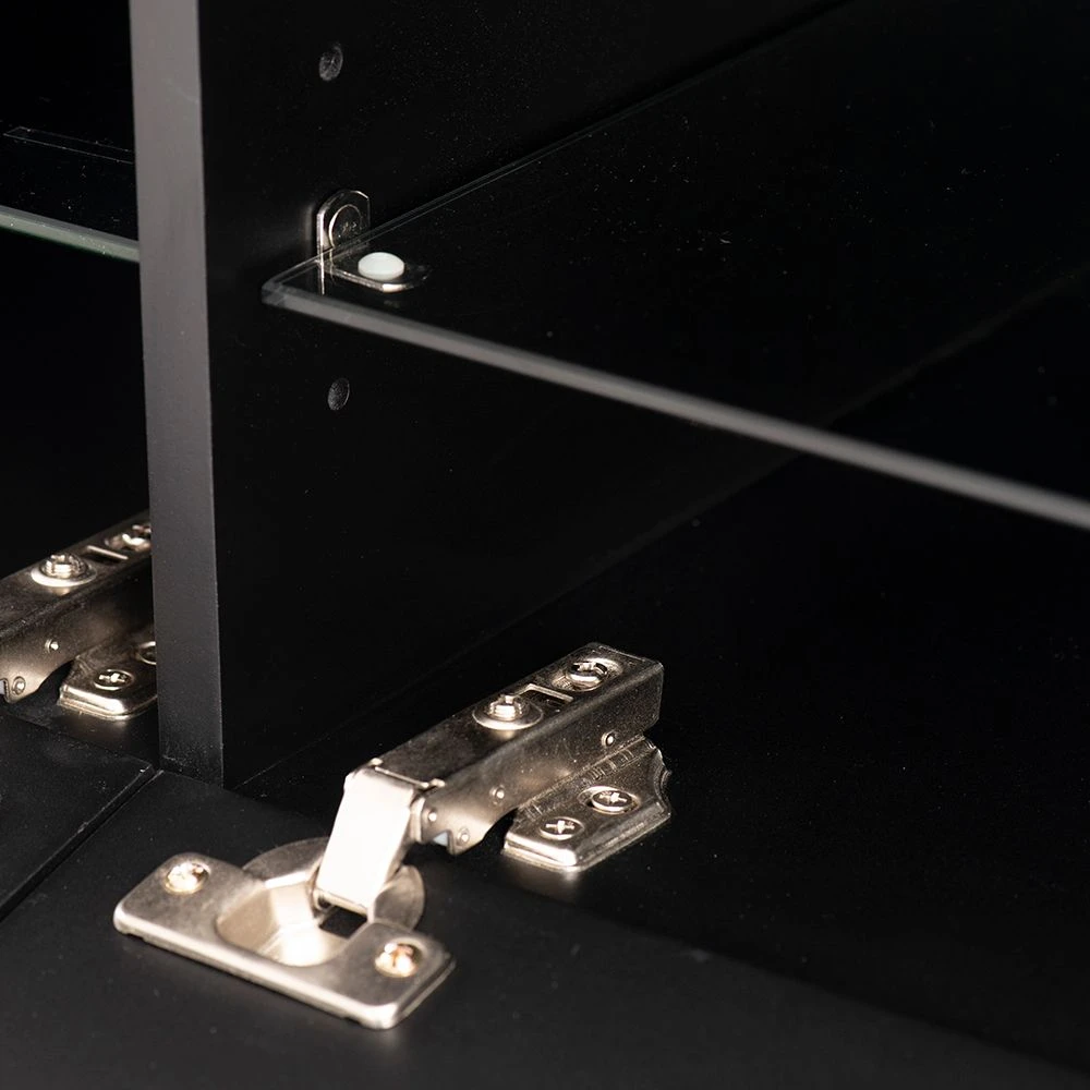 Mason Black Glass TV Media Unit – Brushed Gold Legs 8 Mason Black Glass TV Media Unit – Brushed Gold Legs - Image 6