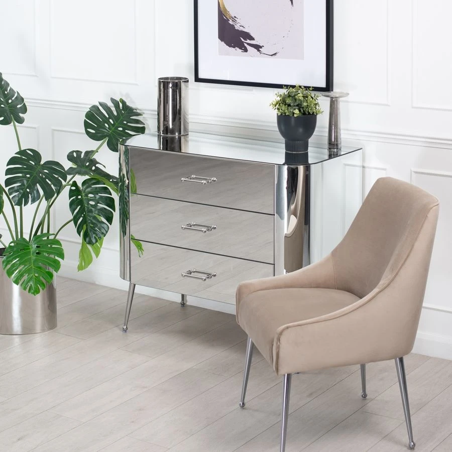 Mason Mirrored Chest Of Drawers – Shiny Silver Legs 4 Mason Mirrored Chest Of Drawers – Shiny Silver Legs - Image 2