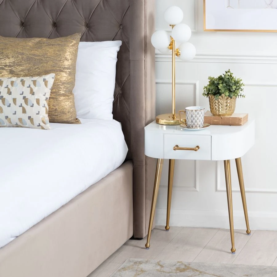 Mason White Glass Side Table – Brushed Gold Legs 4 Mason White Glass Side Table – Brushed Gold Legs - Image 2