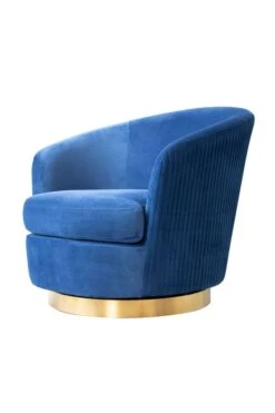 Melville Swivel Chair Navy- Brass Base