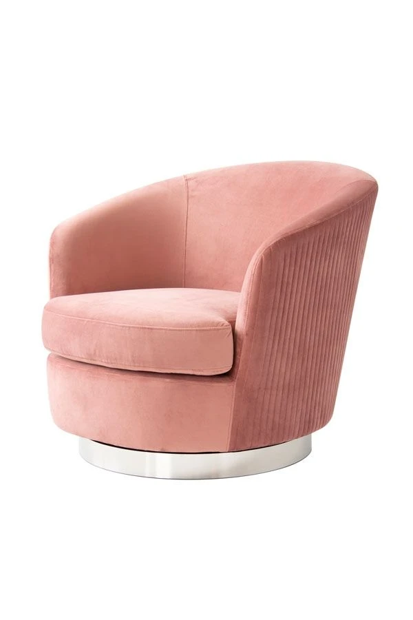 Melville Swivel Chair Blush Pink- Silver Base 3 Melville Swivel Chair Blush Pink- Silver Base