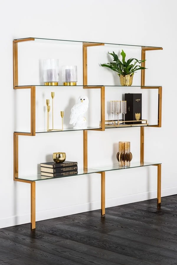 Miko Double Shelf Unit Brass 3 Miko Double Shelf Unit Brass