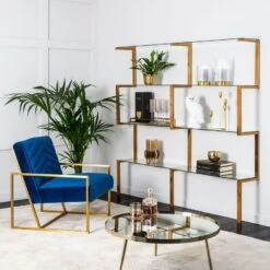 Miko Double Shelf Unit Brass 7 Miko Double Shelf Unit Brass -Furniture Sale Store miko shelf double brass ls webready