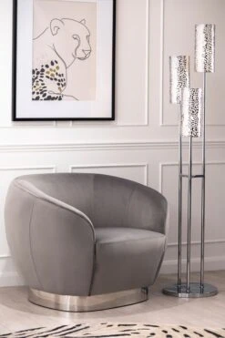 Equinox Armchair – Dove Grey – Polished Chrome Base -Furniture Sale Store moray floor light silver web 1