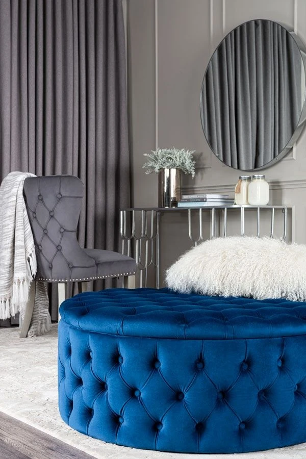 Mylia Storage Ottoman - Navy Blue 4 Mylia Storage Ottoman - Navy Blue - Image 2