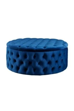 Mylia Storage Ottoman - Navy Blue