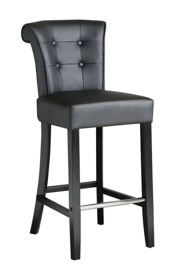 Positano Bar Stool With Back Ring - Black PU Leather 5 Positano Bar Stool With Back Ring - Black PU Leather - Image 3