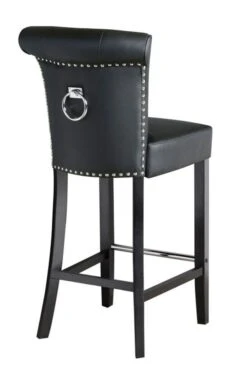 Positano Bar Stool With Back Ring - Black PU Leather