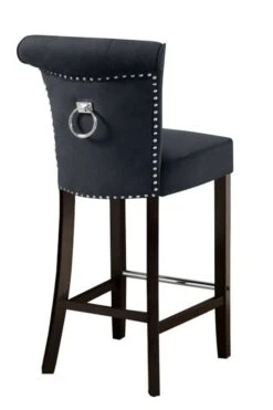 Positano Bar Stool With Back Ring - Black Velvet