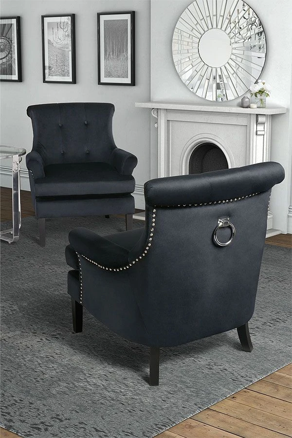 Positano Armchair - Black Velvet 4 Positano Armchair - Black Velvet - Image 2