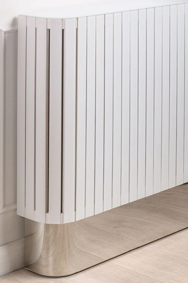 Anastasia White Glass Radiator Cover- Silver 3 Anastasia White Glass Radiator Cover- Silver - Image 2