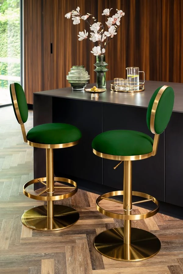Ravello Bar Stool - Brass - Bottle Green 4 Ravello Bar Stool - Brass - Bottle Green - Image 2