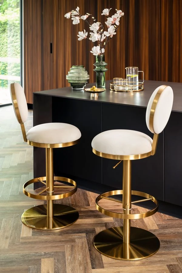 Ravello Bar Stool - Brass - Chalk 4 Ravello Bar Stool - Brass - Chalk - Image 2