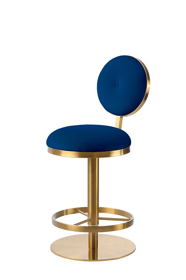 Ravello Bar Stool - Brass - Navy Blue 3 Ravello Bar Stool - Brass - Navy Blue