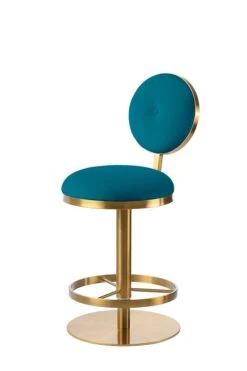 Ravello Bar Stool - Brass - Teal