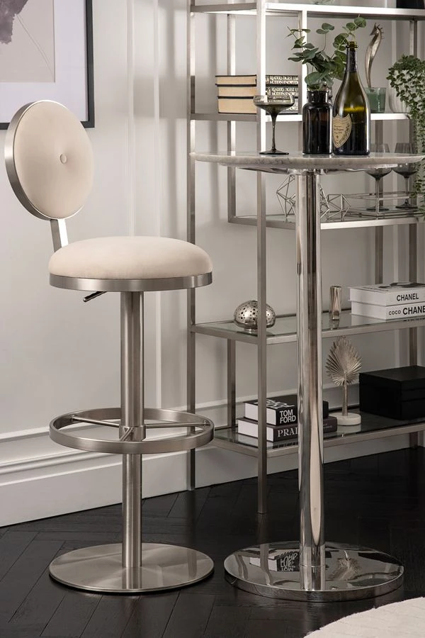 Ravello Bar Stool - Silver - Chalk 4 Ravello Bar Stool - Silver - Chalk - Image 2