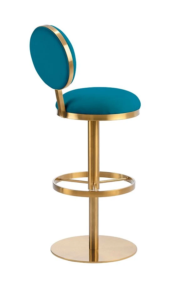 Ravello Bar Stool - Brass - Teal 6 Ravello Bar Stool - Brass - Teal - Image 4