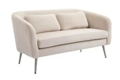 Roanna Two Seat Sofa - Chalk - Silver + Brass Legs