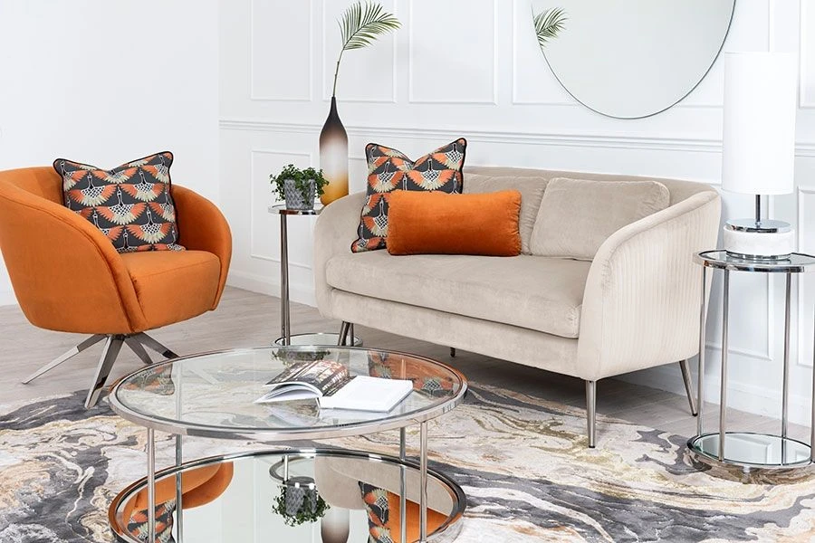 Roanna Two Seat Sofa - Chalk - Silver + Brass Legs 4 Roanna Two Seat Sofa - Chalk - Silver + Brass Legs - Image 2