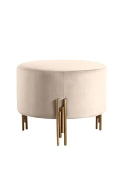 Rubell Large Stool Chalk Brass Base