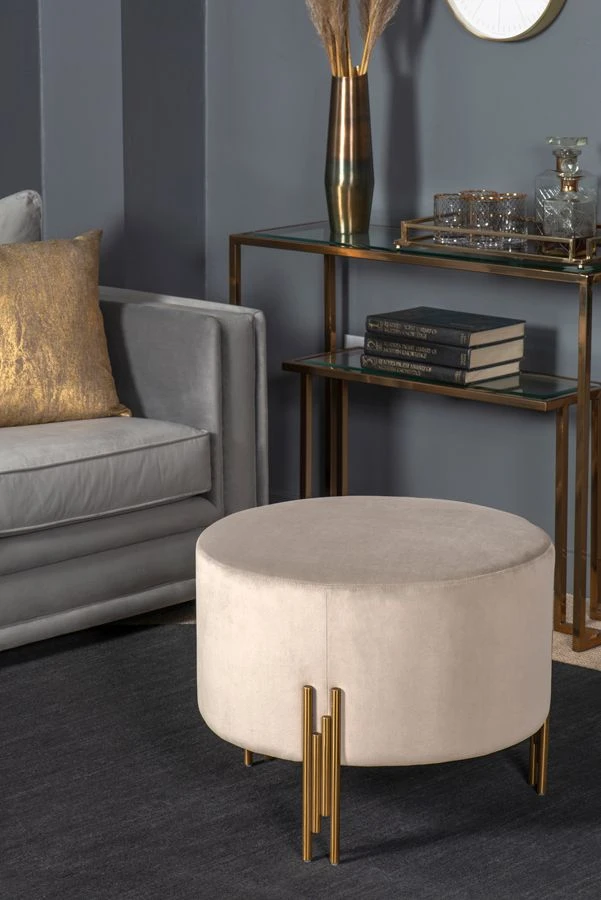 Rubell Large Stool Chalk Brass Base 4 Rubell Large Stool Chalk Brass Base - Image 2