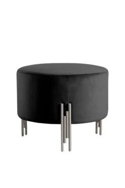 Rubell Large Stool Black Silver Base