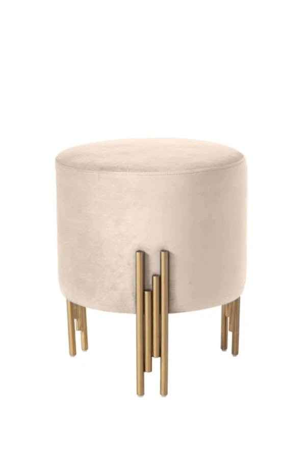 Rubell Stool Chalk Brass Base 3 Rubell Stool Chalk Brass Base