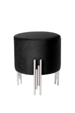 Rubell Stool Black Silver Base