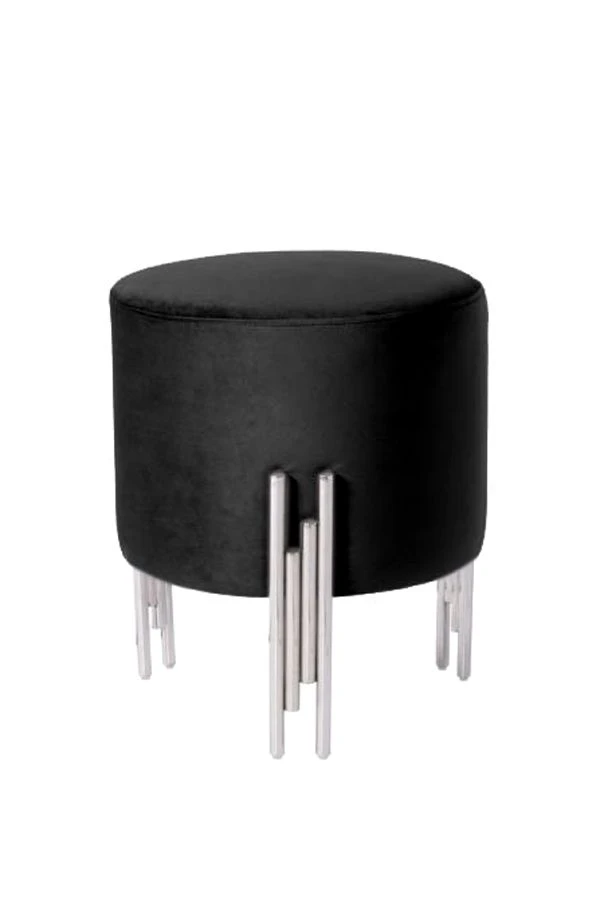 Rubell Stool Black Silver Base 3 Rubell Stool Black Silver Base