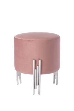 Rubell Stool Blush Pink Silver Base