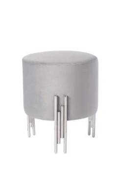 Rubell Stool Dove Grey Silver Base