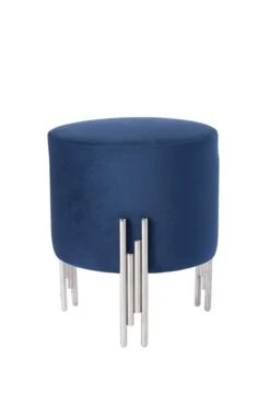 Rubell Stool Navy Silver Base