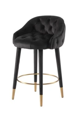 Sophia Counter Stool – Black - Brass Caps