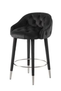 Sophia Counter Stool - Black - Silver Caps