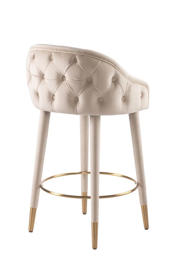 Sophia Counter Stool - Chalk - Brass Caps 5 Sophia Counter Stool - Chalk - Brass Caps - Image 3