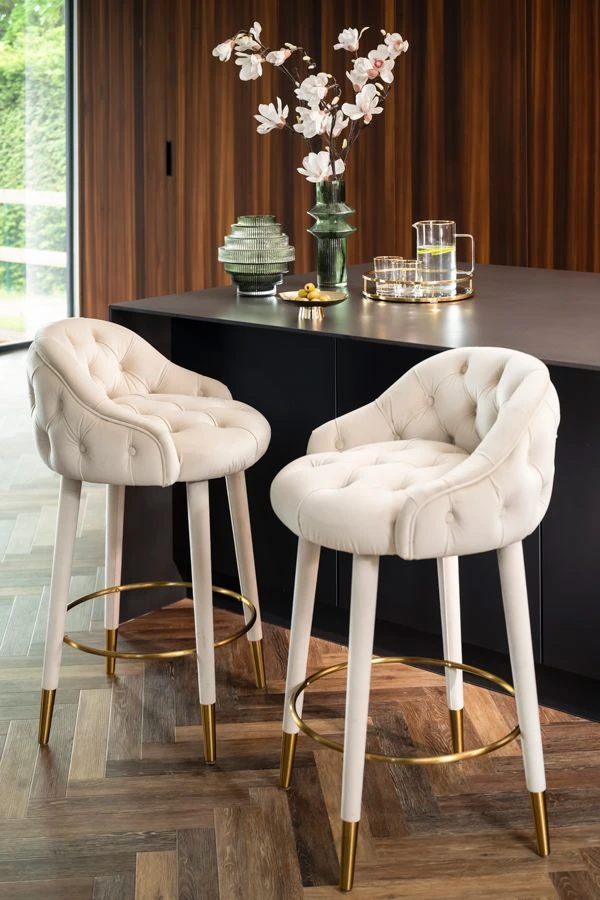 Sophia Counter Stool - Chalk - Brass Caps 4 Sophia Counter Stool - Chalk - Brass Caps - Image 2