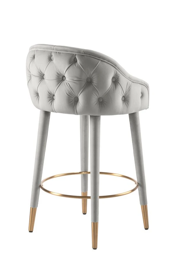 Sophia Counter Stool - Grey - Brass Caps 5 Sophia Counter Stool - Grey - Brass Caps - Image 3