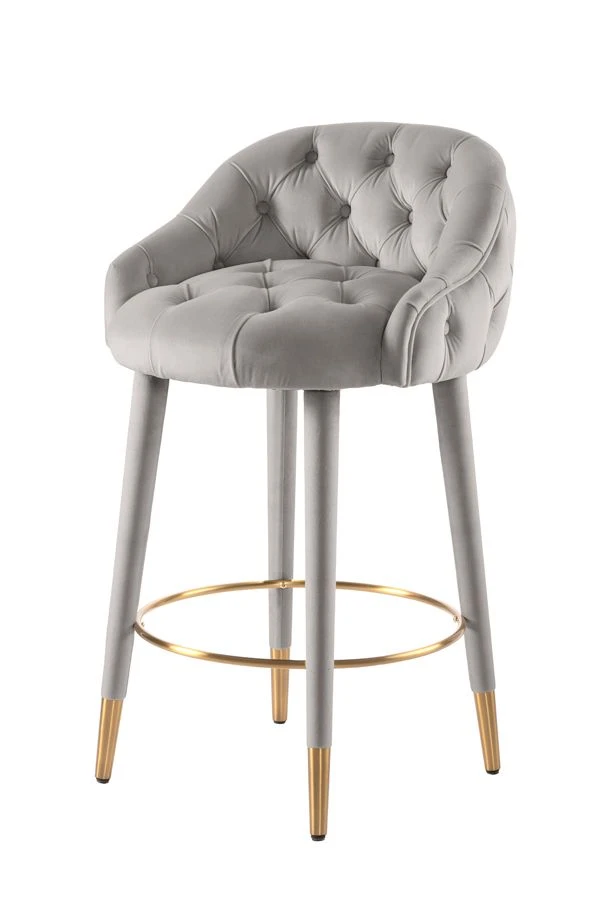 Sophia Counter Stool - Grey - Brass Caps 3 Sophia Counter Stool - Grey - Brass Caps