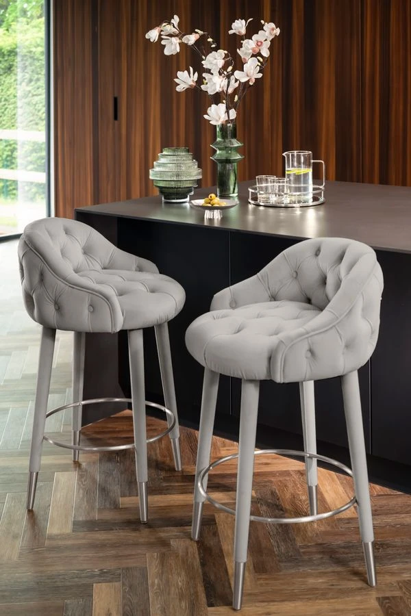 Sophia Counter Stool - Grey - Silver Caps 4 Sophia Counter Stool - Grey - Silver Caps - Image 2