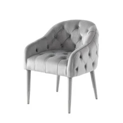Sophia Dining Chair - Grey - Silver Caps