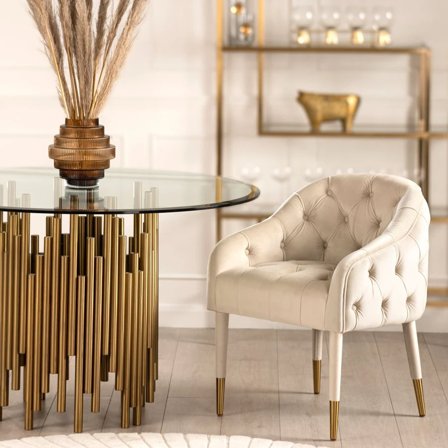 Sophia Dining Chair - Chalk - Brass Caps 4 Sophia Dining Chair - Chalk - Brass Caps - Image 2